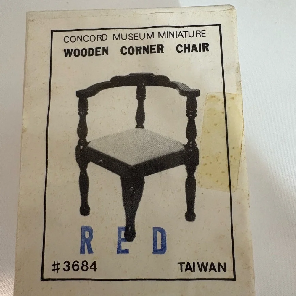 Concord Museum Miniature Wooden Corner Chair red cushion‎ dollhouse furniture